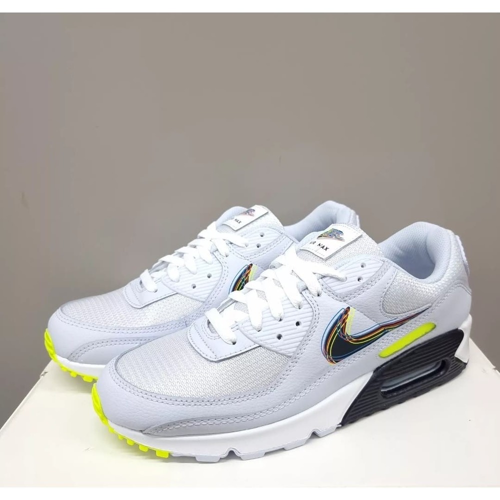 White Athletic Sneakers with Neon Accent - Women